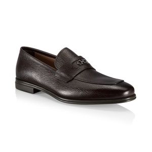 NIB!! $795 Salvatore Ferragamo Martin Gancini Textured Men Loafers Brown